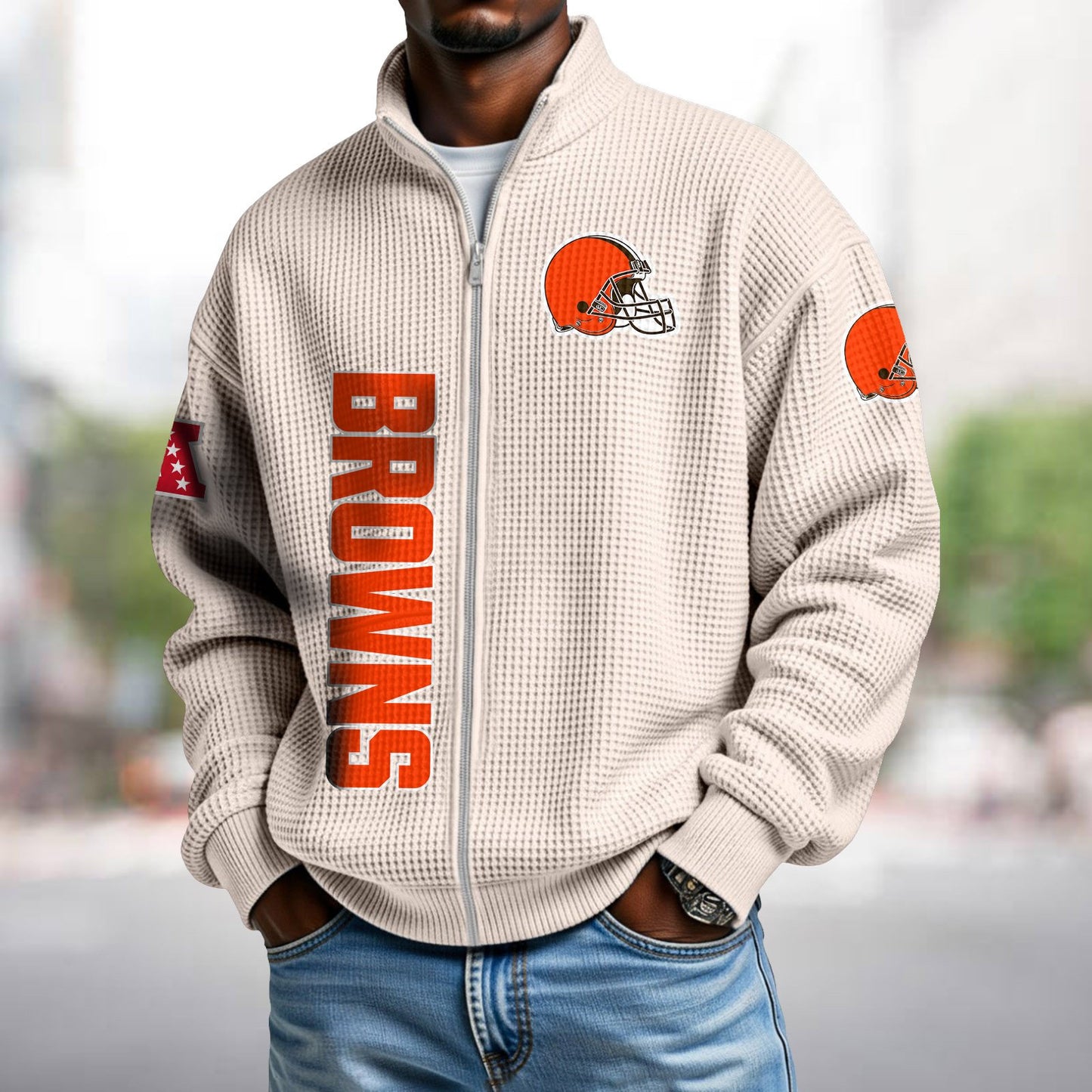 CLE x NFL Waffle Zip-Up Sweatshirt DATND TANTD