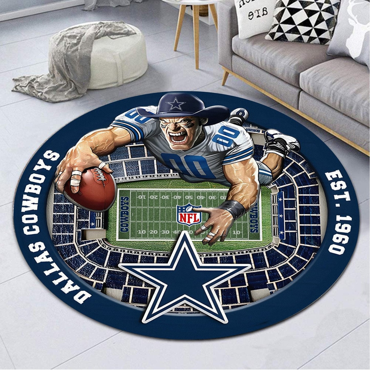 DAL x NFL Luxury 3D Round Rug DatND DVT