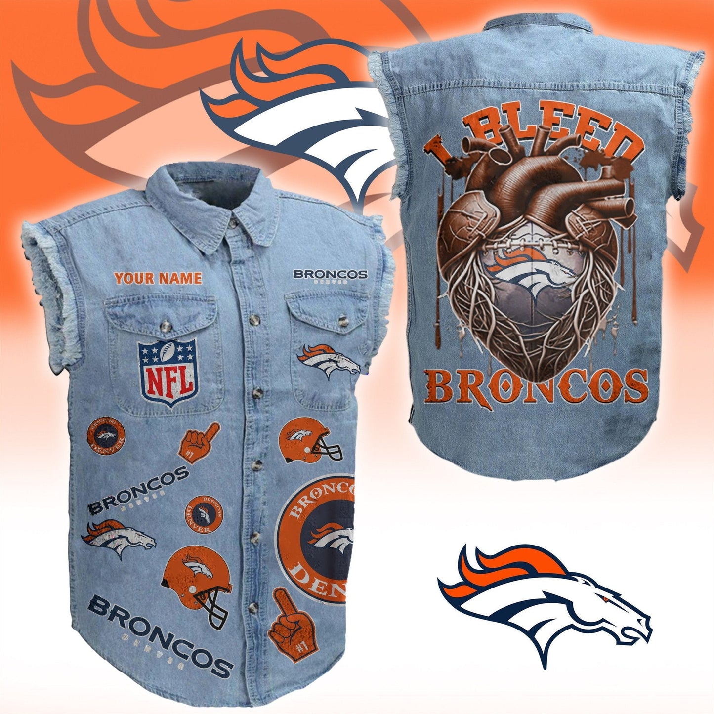 DB NFL Personalize Sleeveless Denim Jacket For Fan DDT CTND