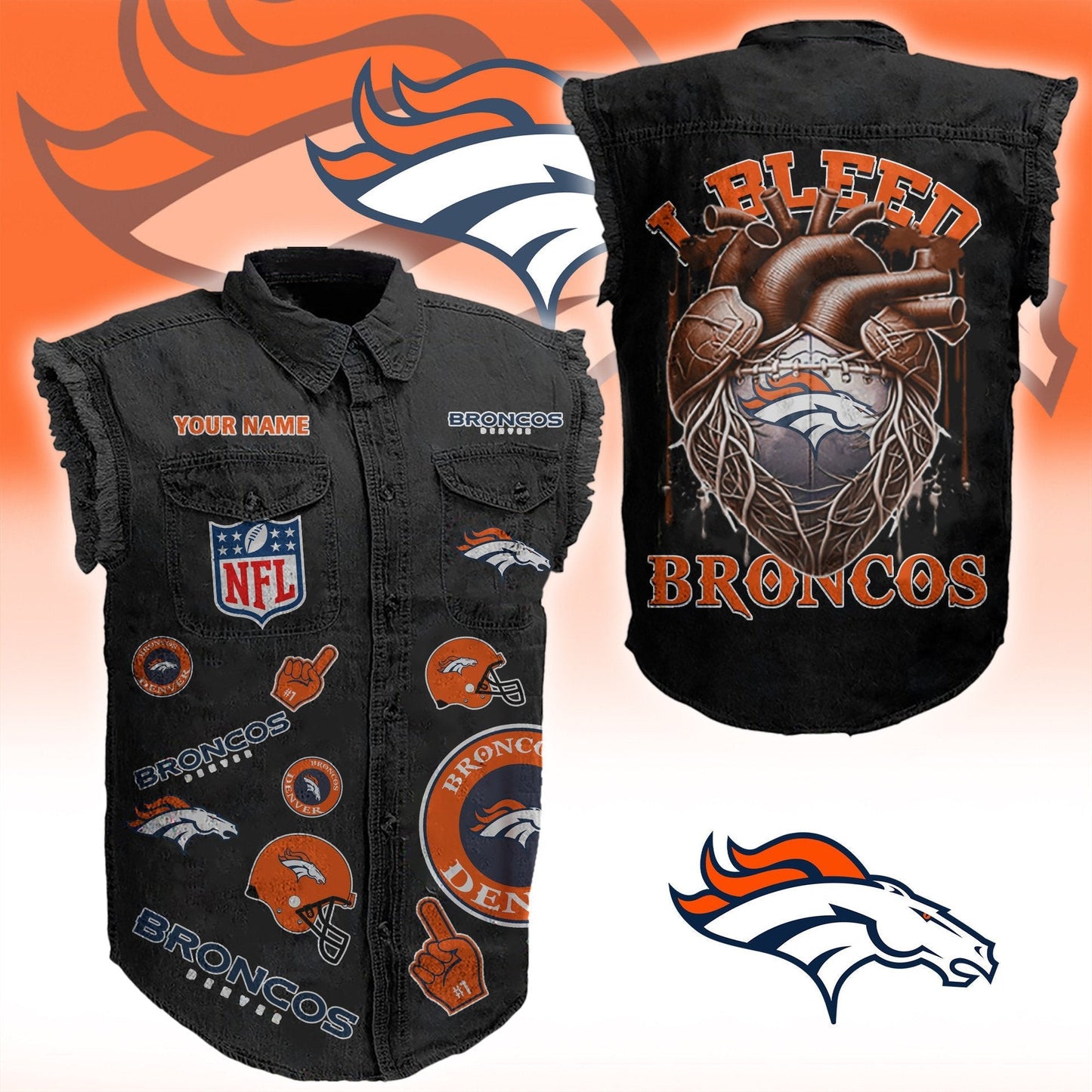 DB NFL Personalize Sleeveless Denim Jacket For Fan DDT CTND