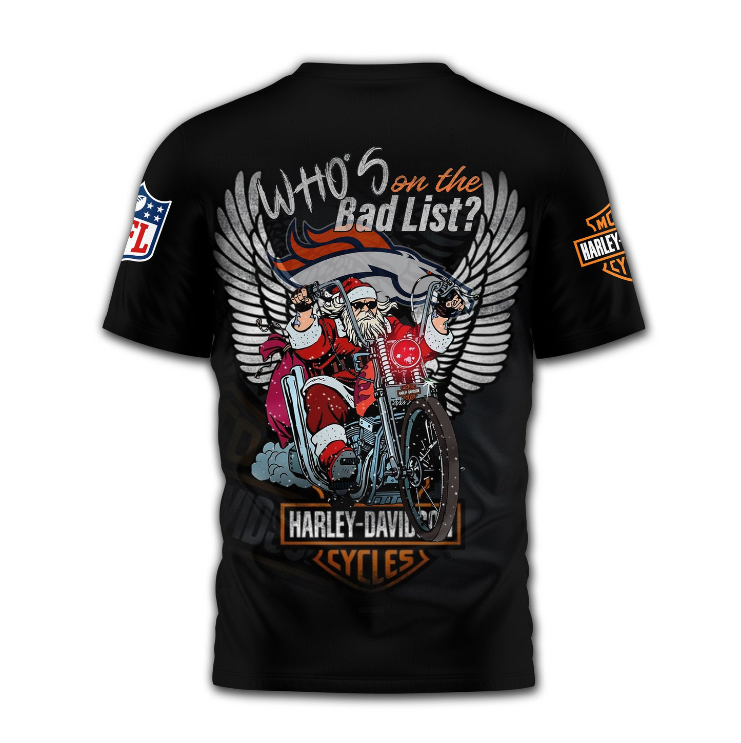 DB Premium NFL Harley-Davidson Santa Claus 3D Shirt DDT NTL
