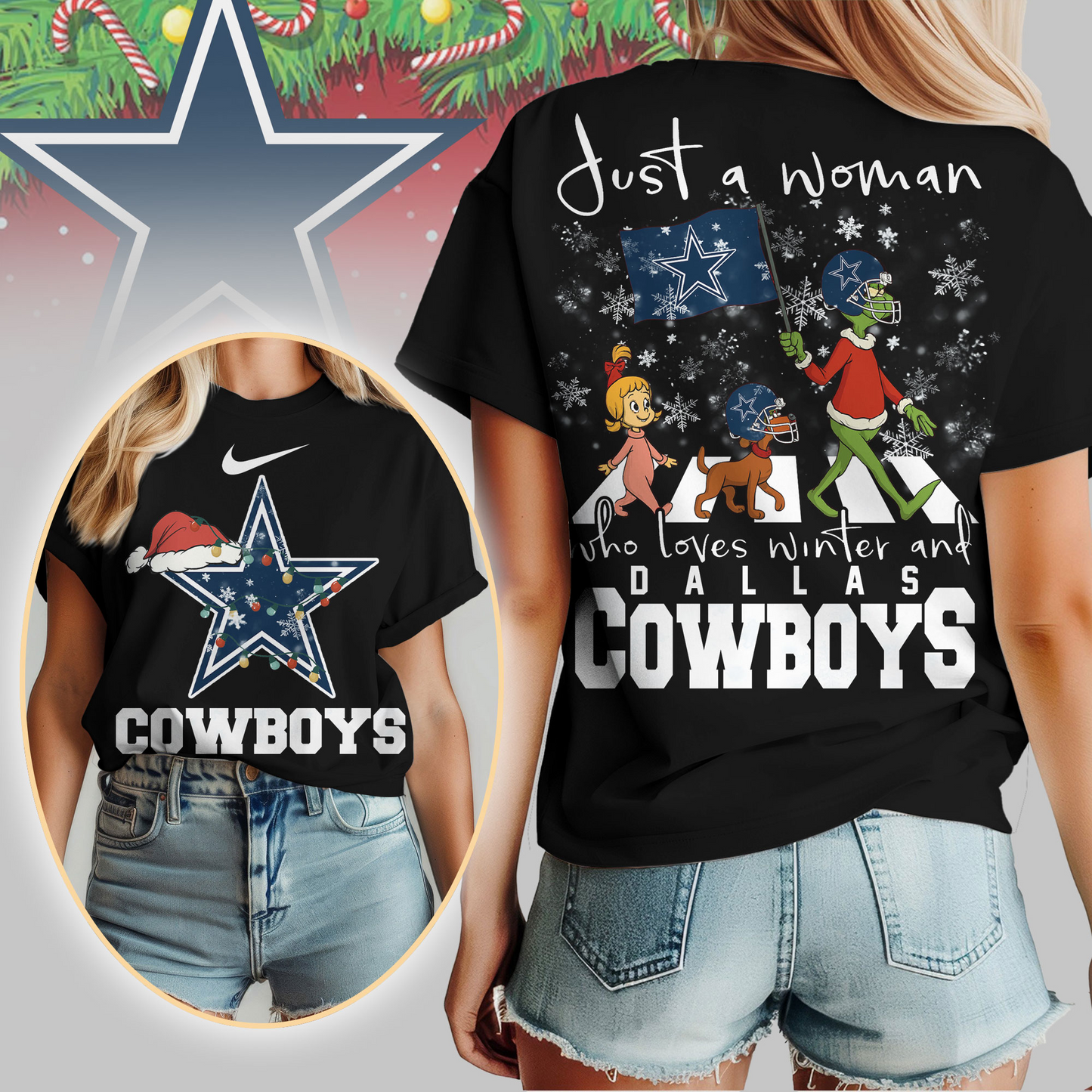 DC Premium NFL Just A Woman Who Loves Winter 3D Shirt DDT CTND