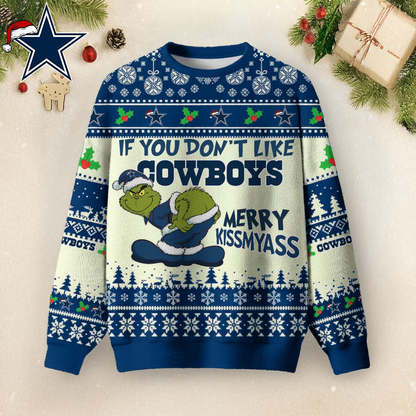 DC Premium NFL Merry Kissmyass Ugly Sweater DDT CTND