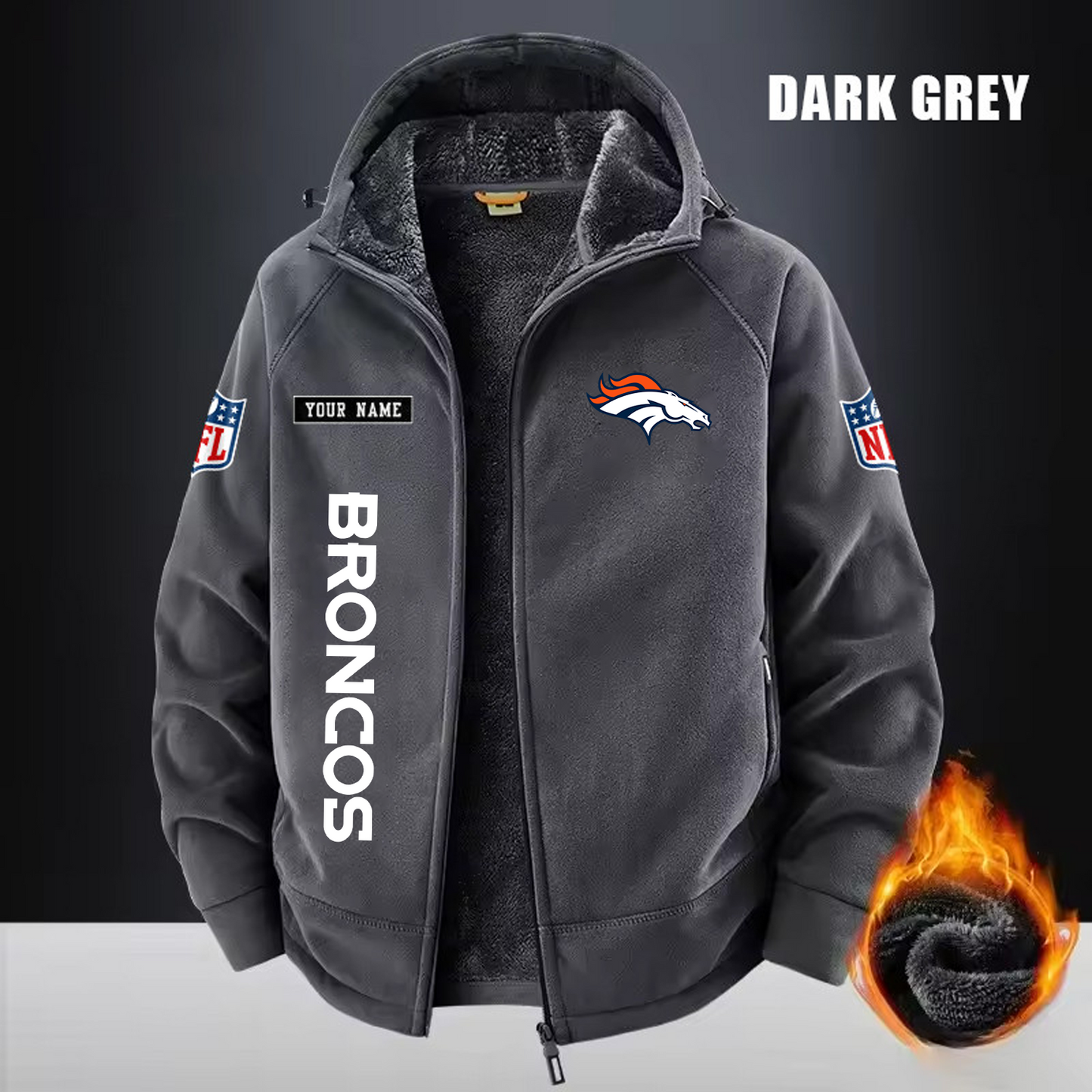 DEN x NFL 3D Half-zip Hoodie DATND TANTD
