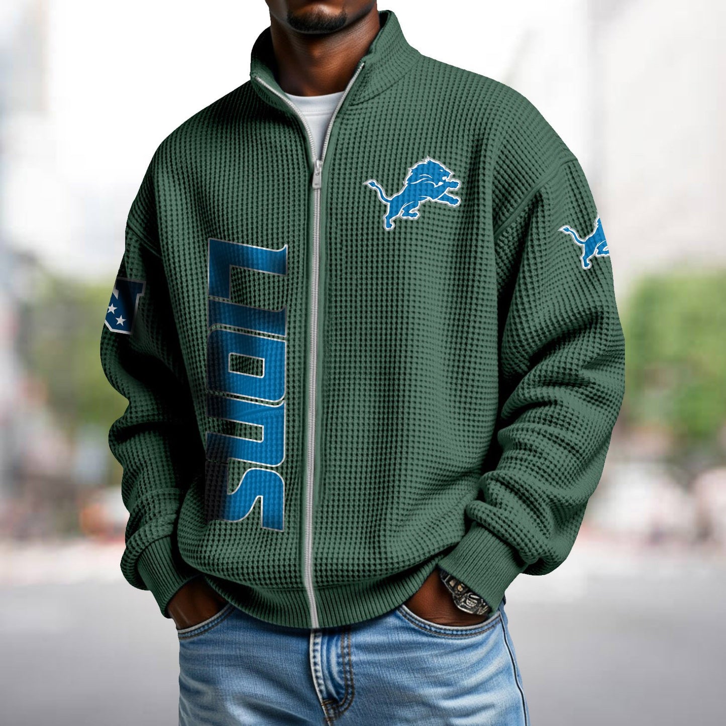 DET x NFL Waffle Zip-Up Sweatshirt DATND TANTD