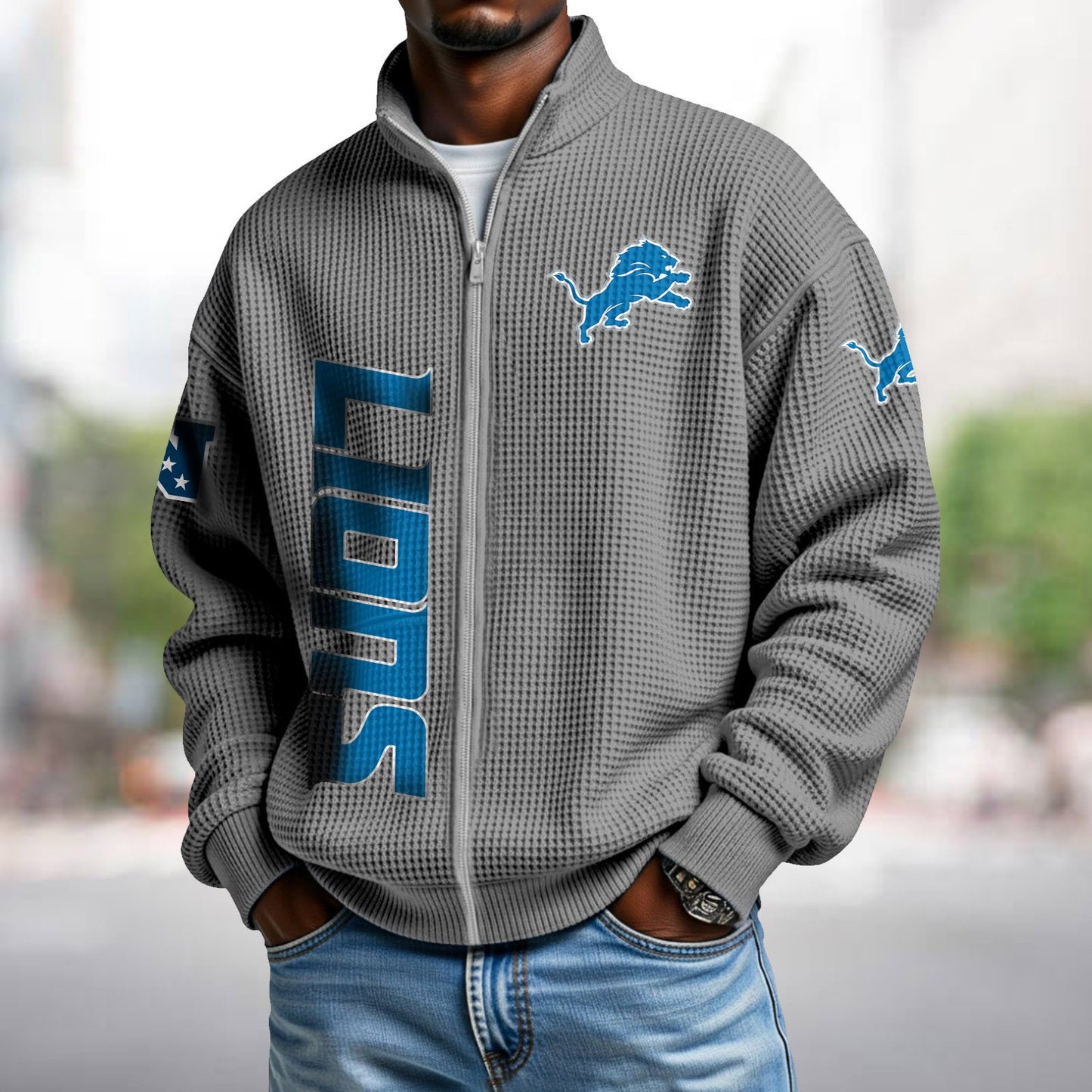 DET x NFL Waffle Zip-Up Sweatshirt DATND TANTD