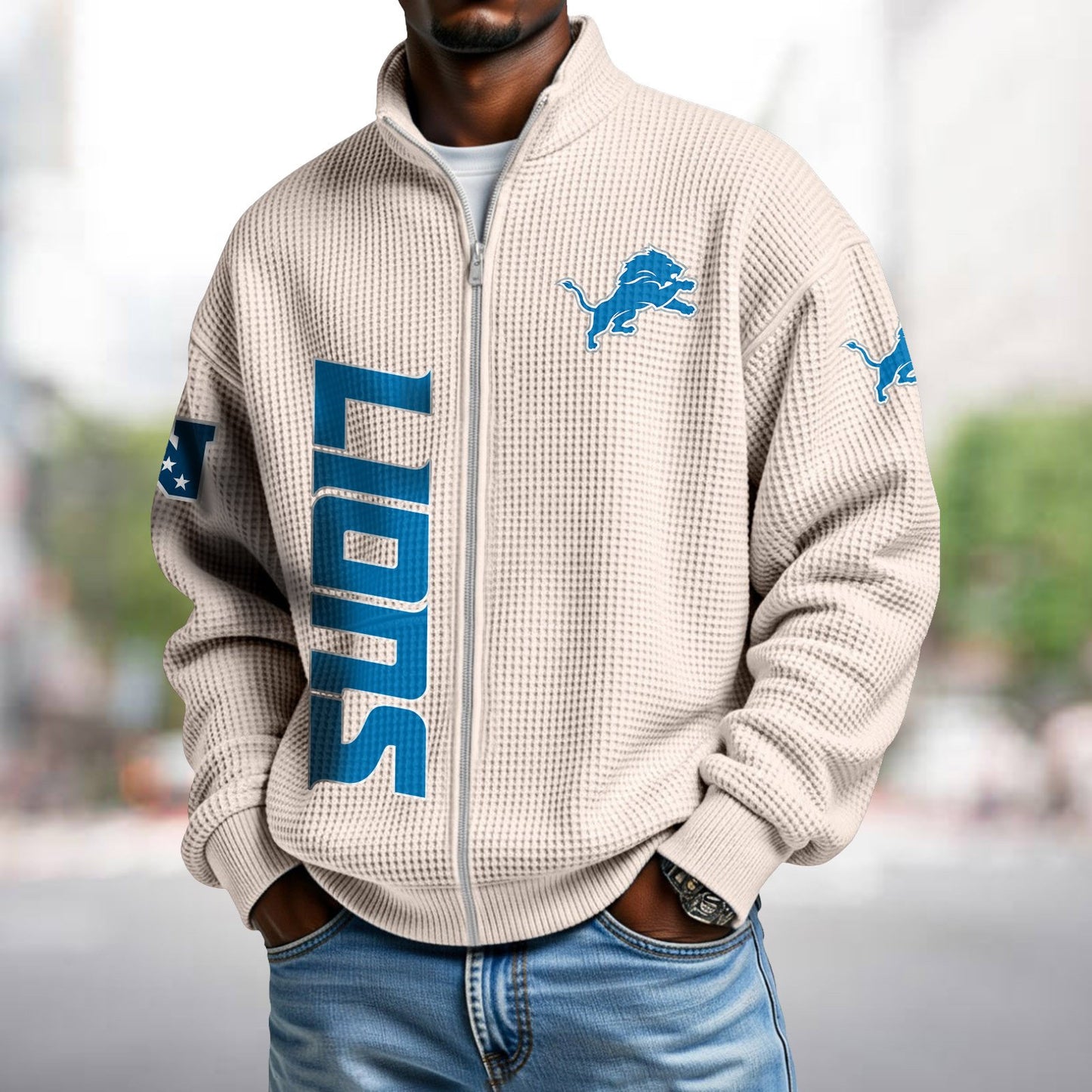 DET x NFL Waffle Zip-Up Sweatshirt DATND TANTD