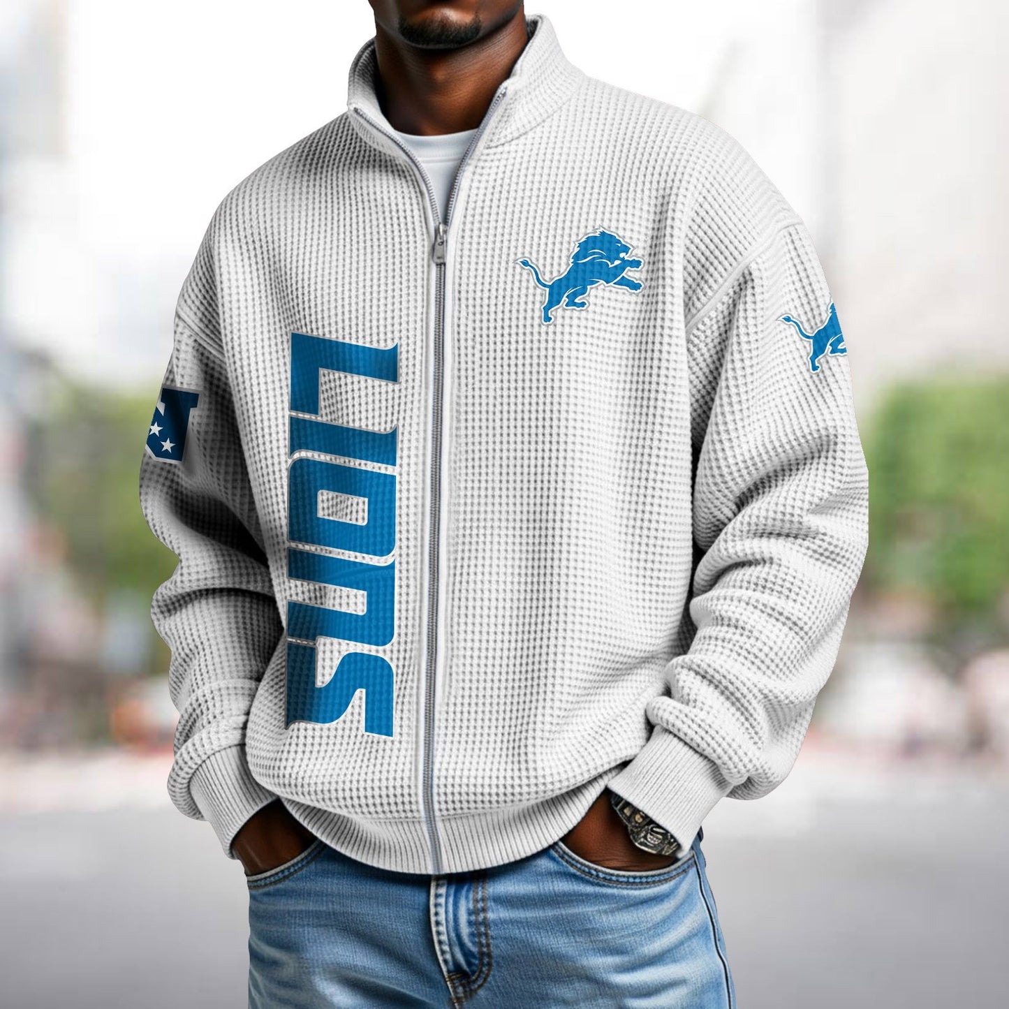 DET x NFL Waffle Zip-Up Sweatshirt DATND TANTD