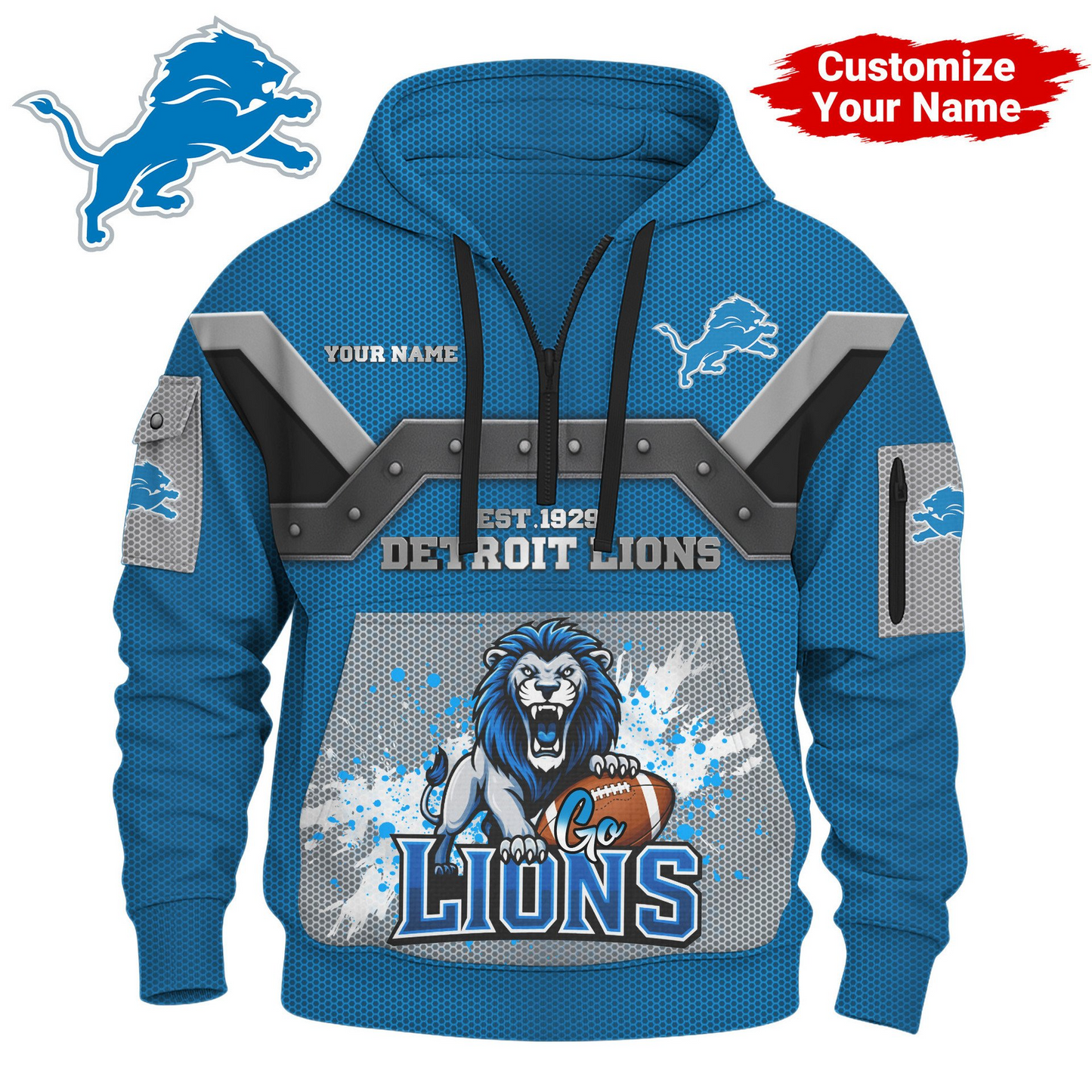 DL Premium NFL 3D Half Zip Hoodie DDT NTL