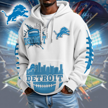 DL Premium NFL Waffle Zipper Long Sleeve Hooded Sweatshirt DDT CTND
