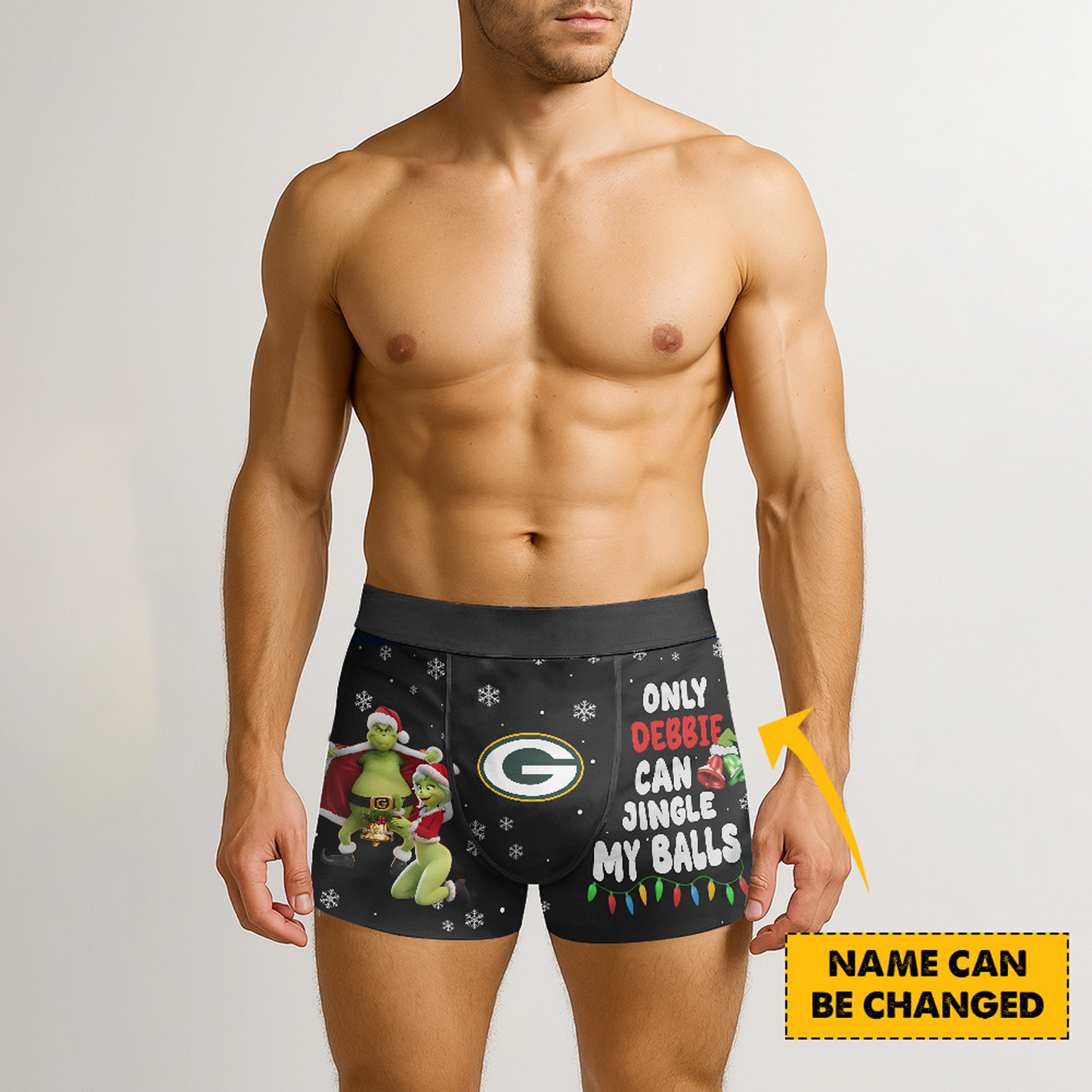 GB x NFL Funny Grinch Men Boxers Personalized Any Name DatND DVT