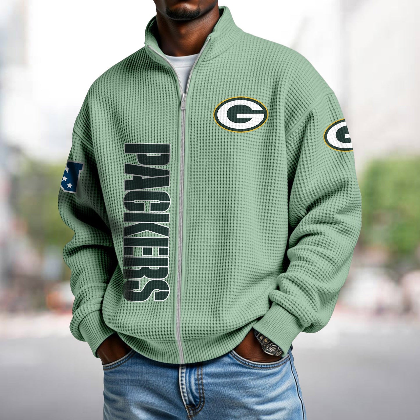 GB x NFL Waffle Zip-Up Sweatshirt DATND TANTD