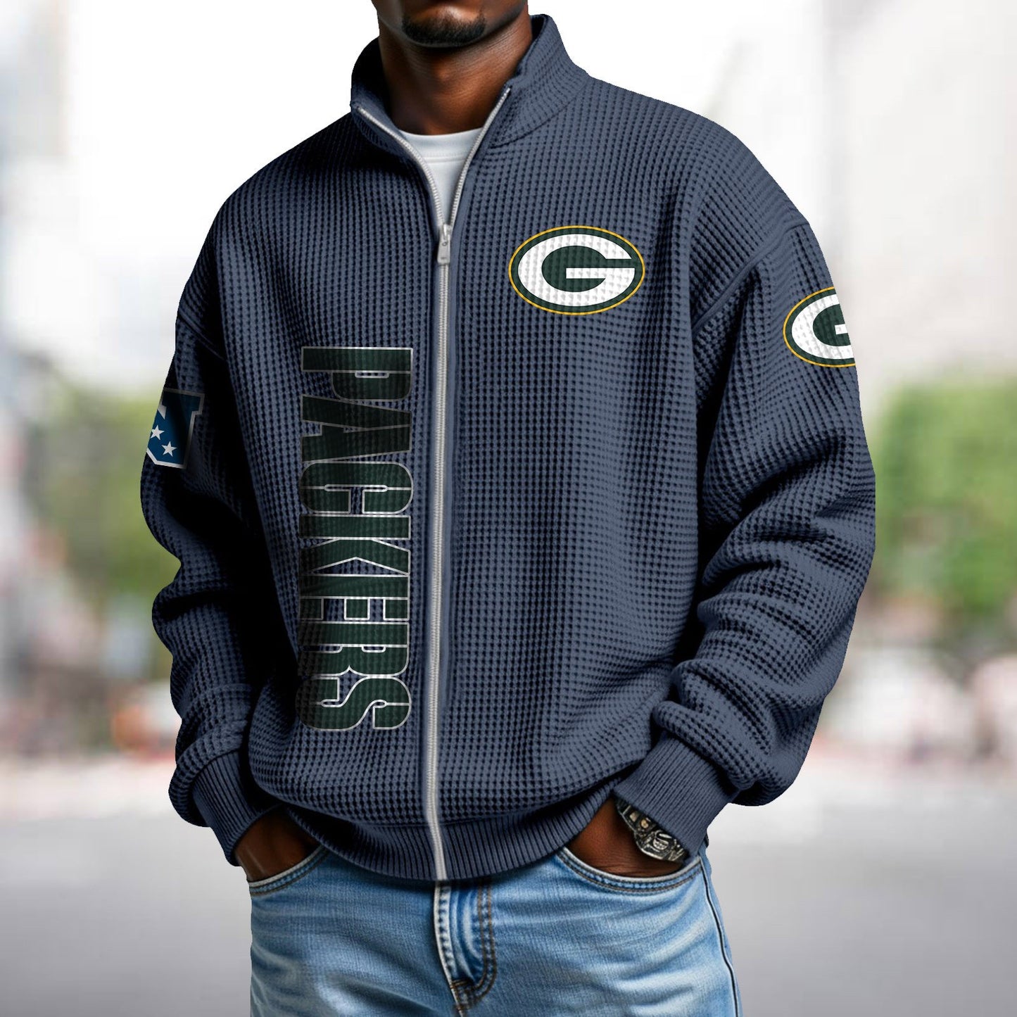 GB x NFL Waffle Zip-Up Sweatshirt DATND TANTD