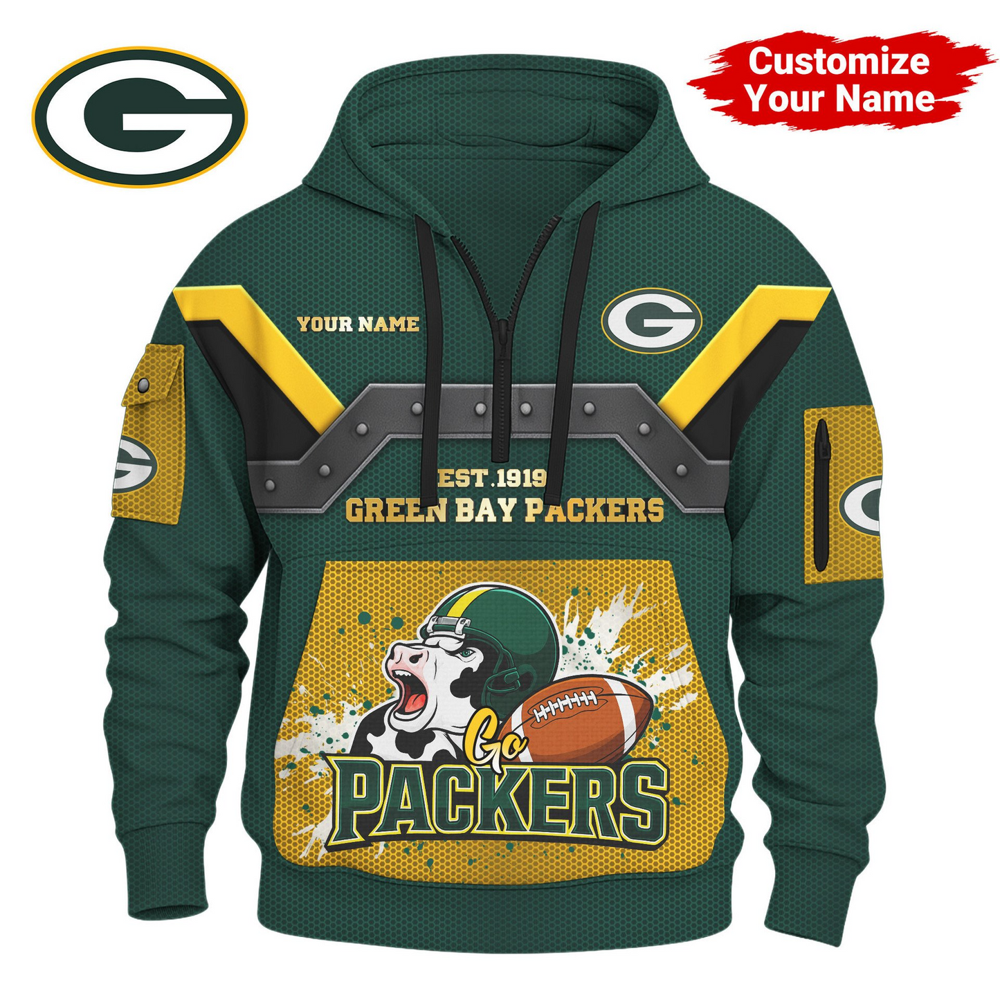 GBP Premium NFL 3D Half Zip Hoodie DDT NTL