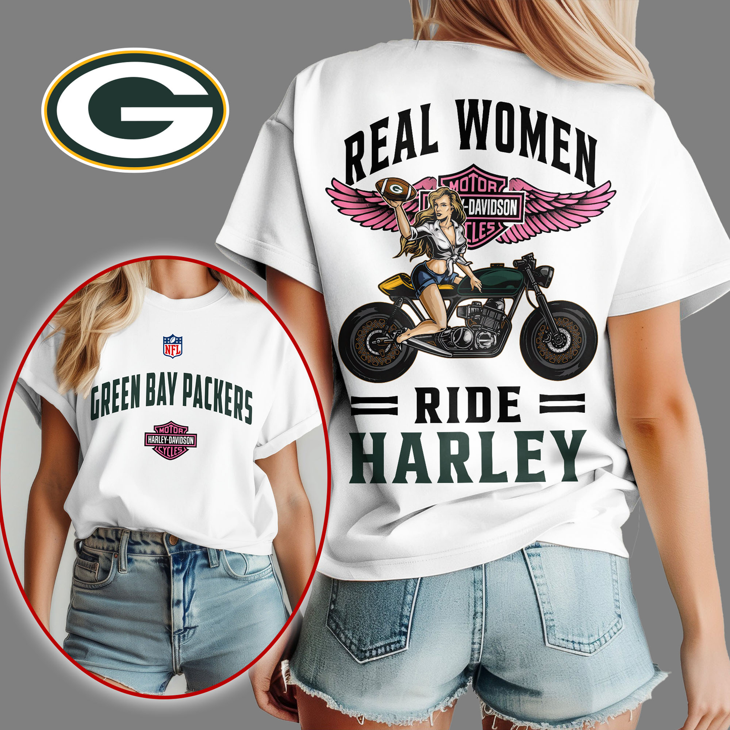 GBP Premium NFL Real Women Ride Harley 3D Shirt DDT CTND
