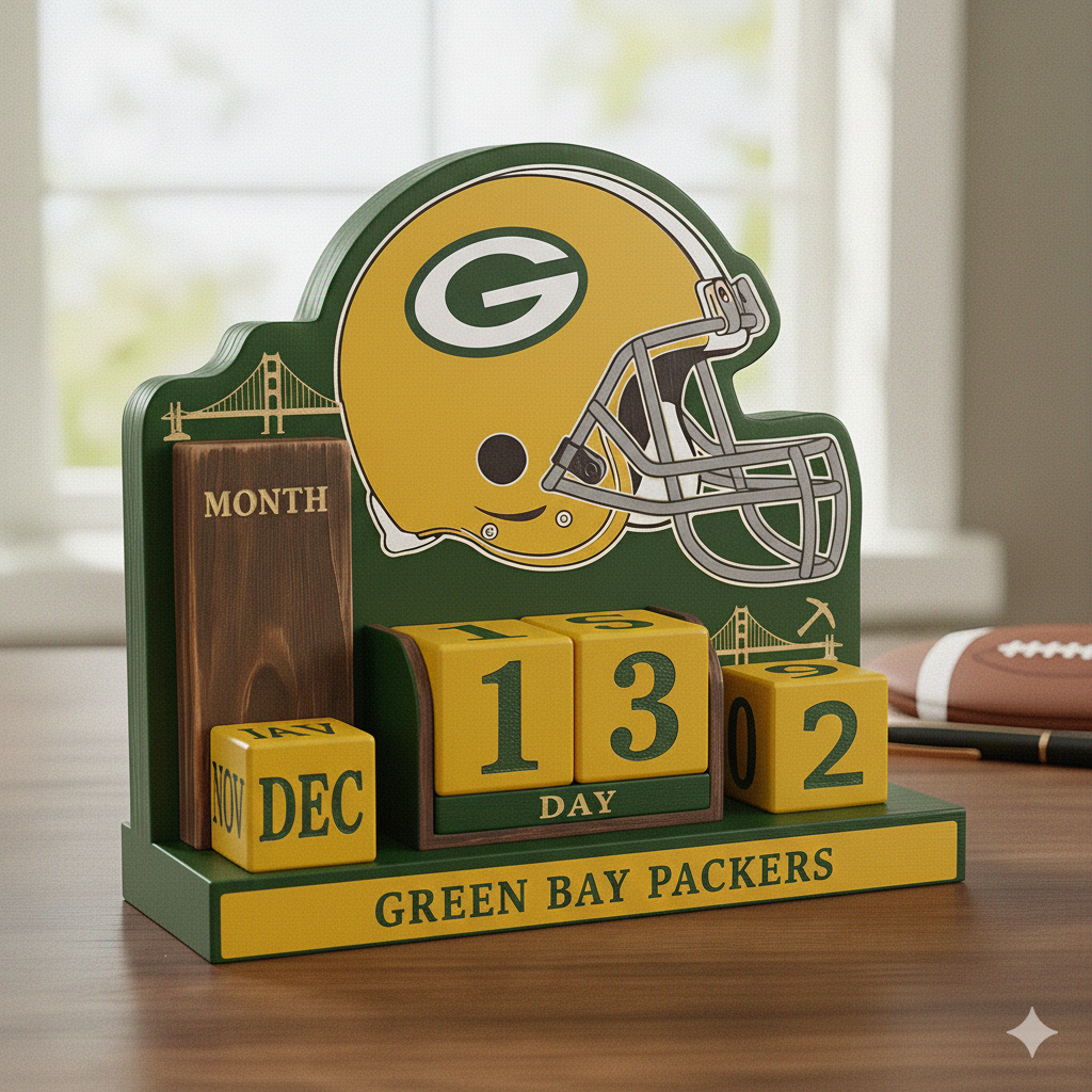 NFL Football Team Perpetural Wood Block Calendar DDT CTND