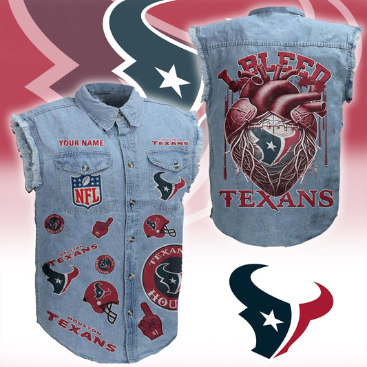 HT NFL Personalize Sleeveless Denim Jacket For Fan DDT CTND