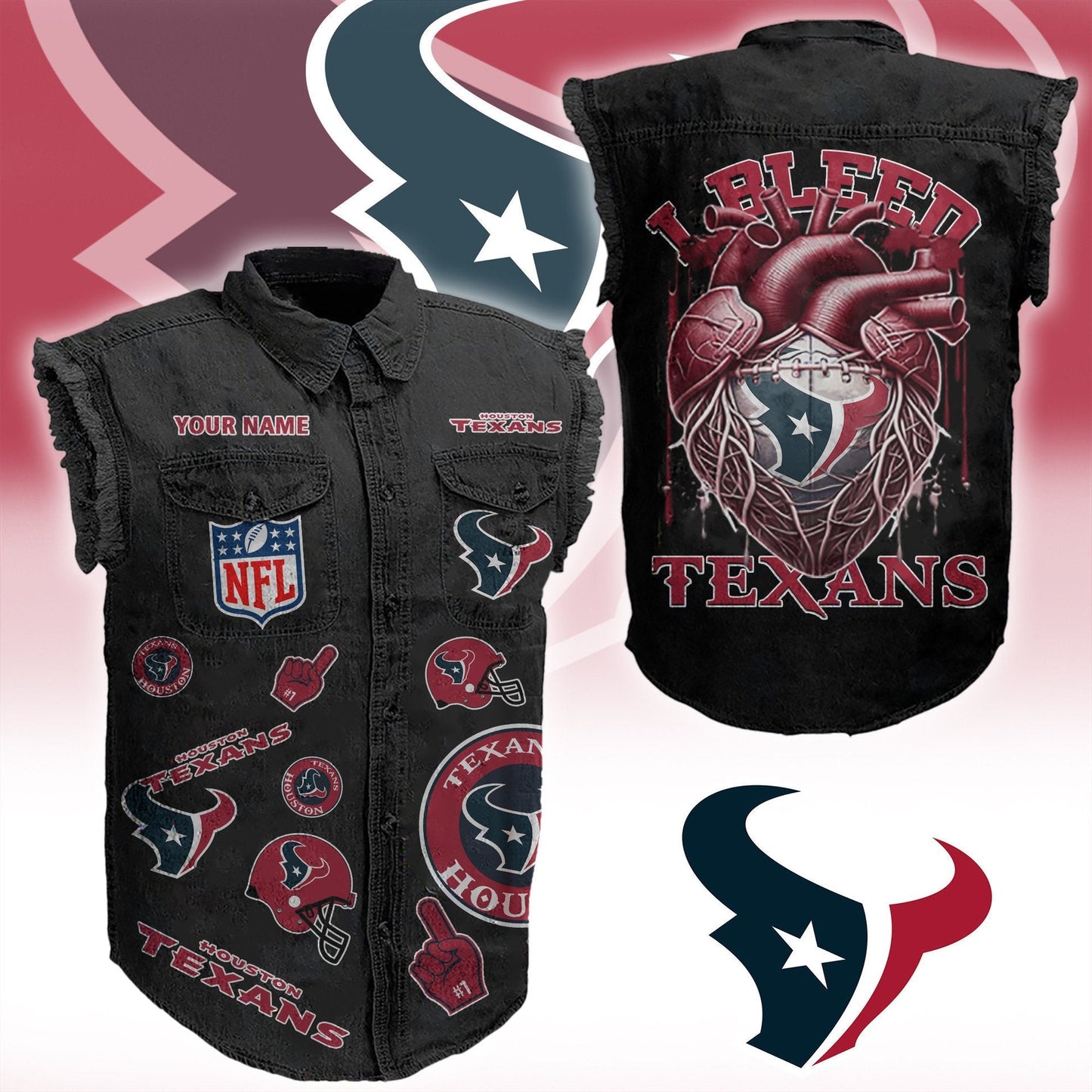 HT NFL Personalize Sleeveless Denim Jacket For Fan DDT CTND