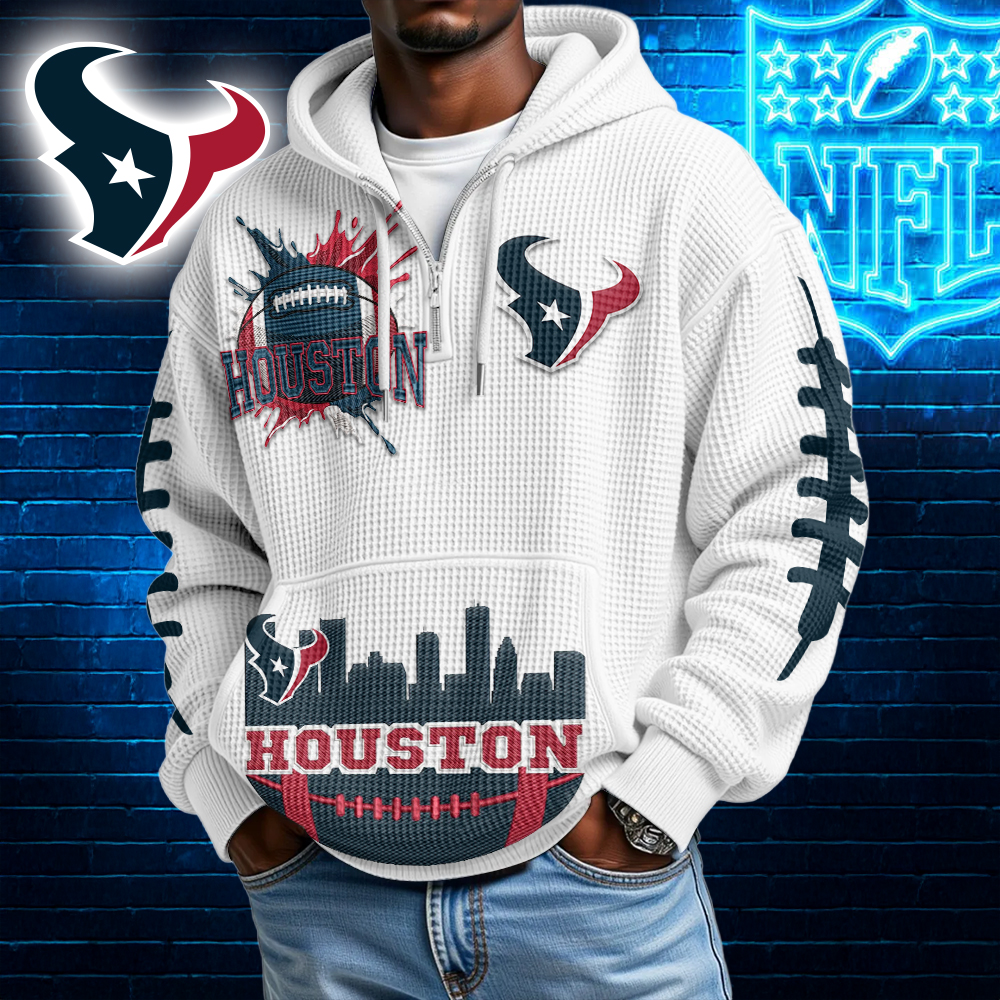HT Premium NFL Waffle Zipper Long Sleeve Hooded Sweatshirt DDT CTND