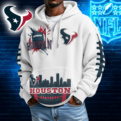 HT Premium NFL Waffle Zipper Long Sleeve Hooded Sweatshirt DDT CTND