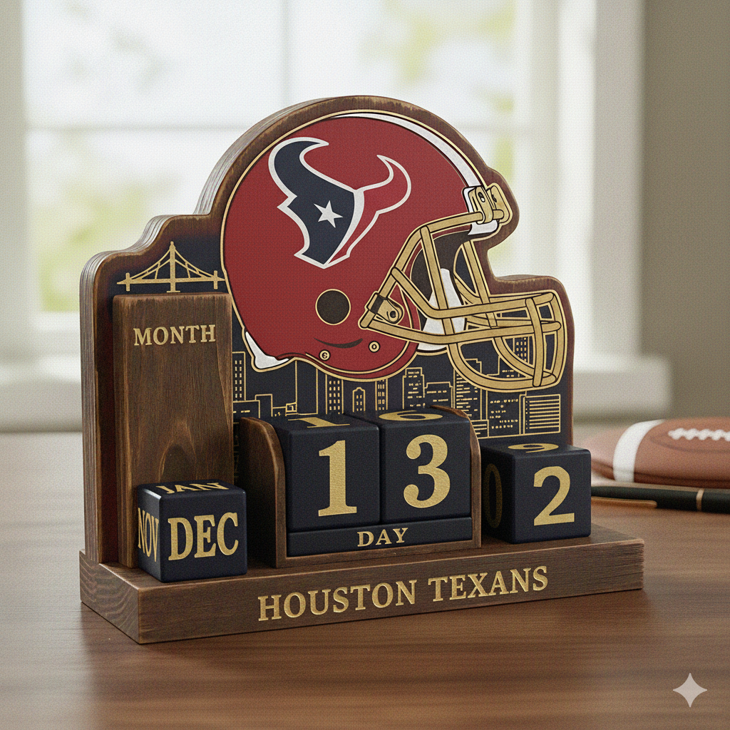 NFL Football Team Perpetural Wood Block Calendar DDT CTND