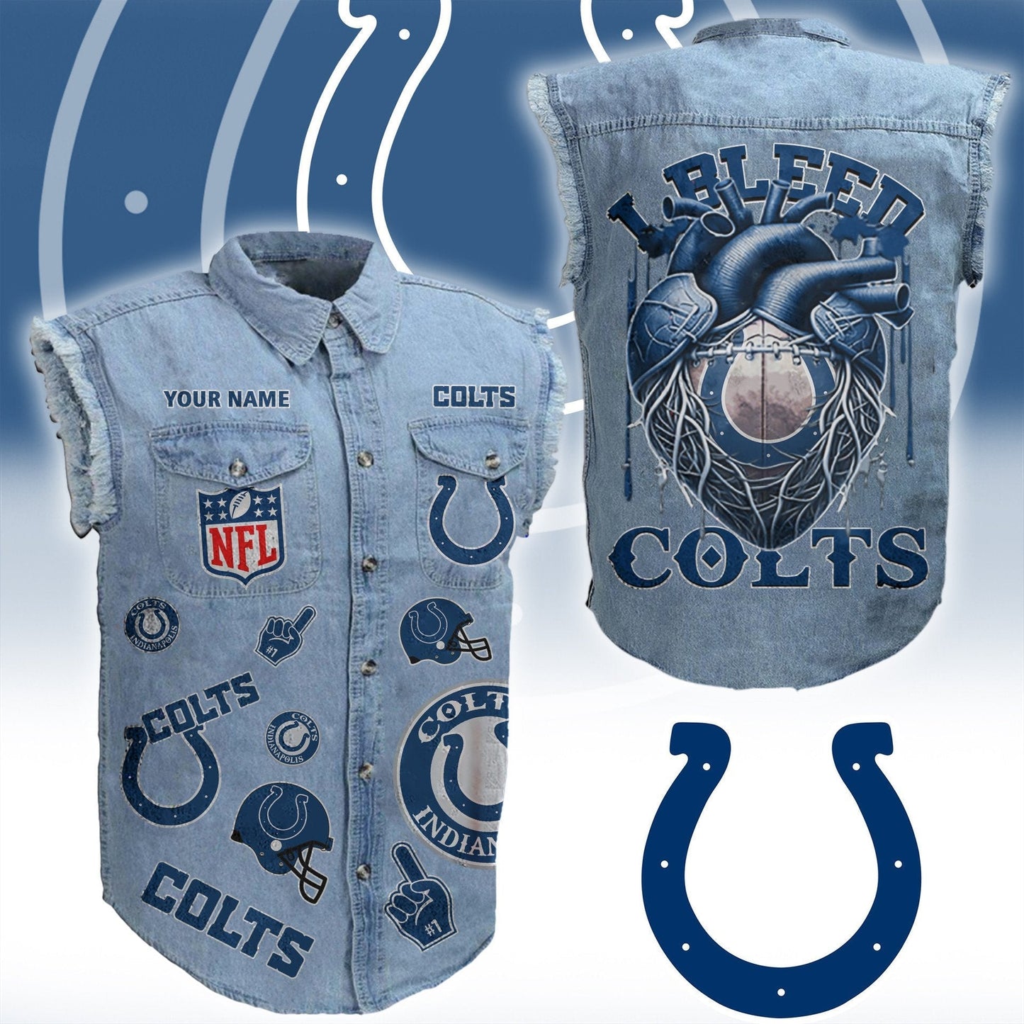 IC NFL Personalize Sleeveless Denim Jacket For Fan DDT CTND