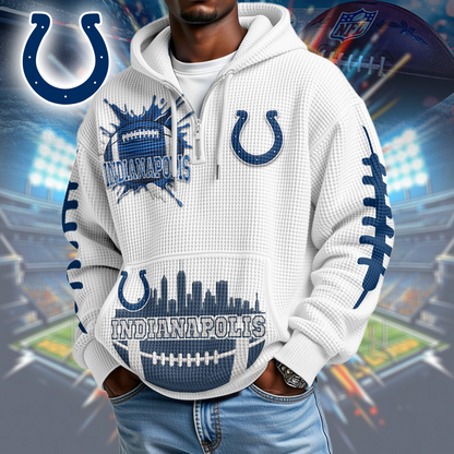 IC Premium NFL Waffle Zipper Long Sleeve Hooded Sweatshirt DDT CTND