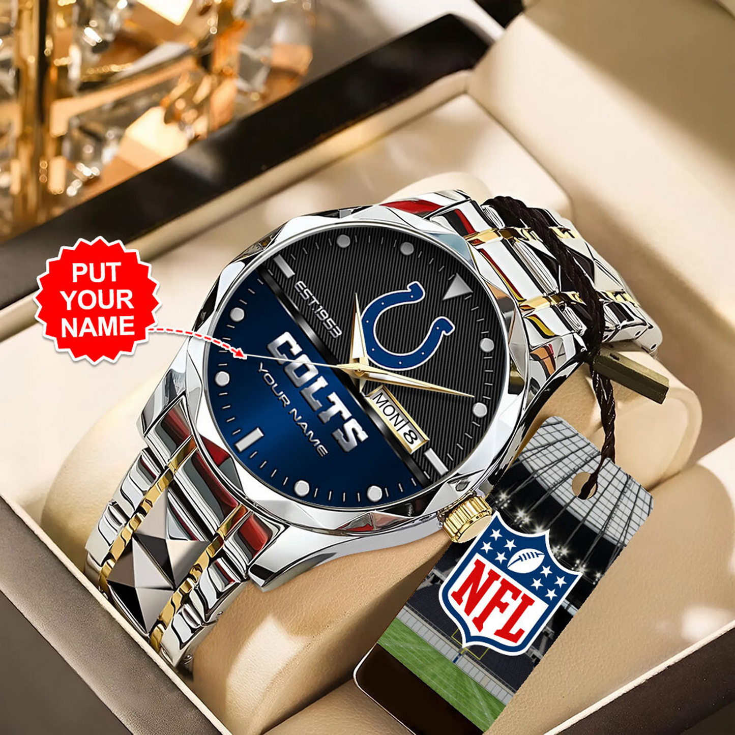 IND x NFL Alloy Luxury Quartz Watch DATND TANTD