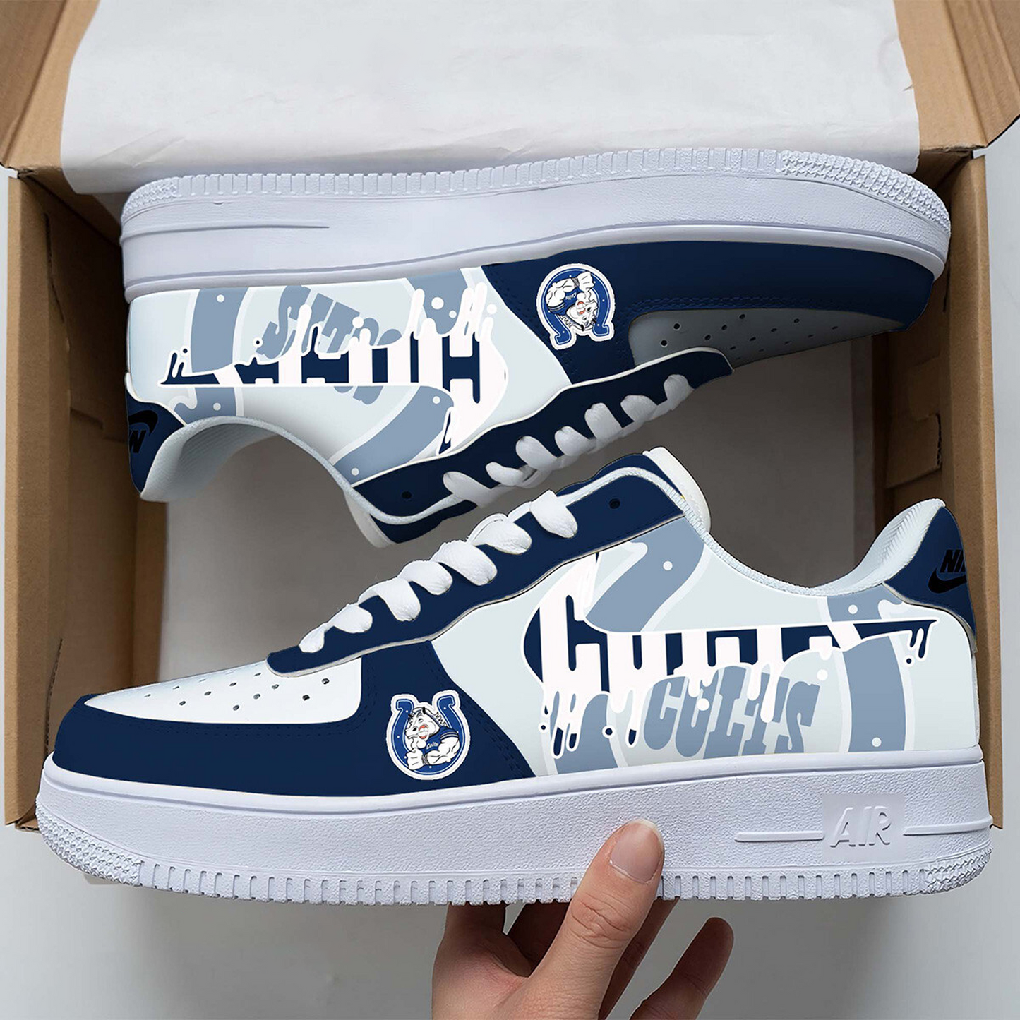 IND x NFL Team Logo Fan Air Force 1 Shoes DATND TANTD