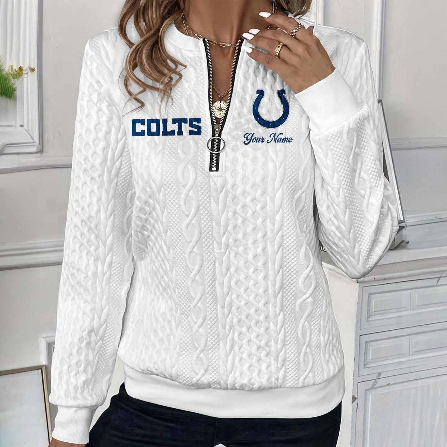 IND x NFL Women's Quilted Zip-UP Sweatshirt DatND DVT