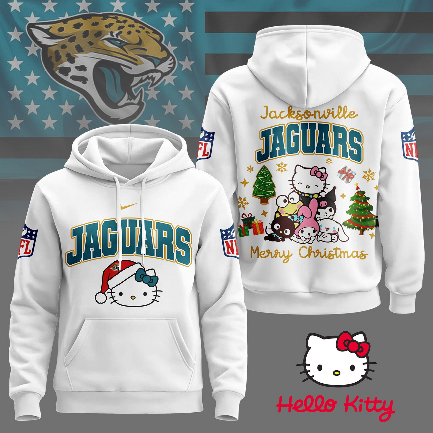 JJ Premium NFL Hello Kitty Christmas 3D Hoodie DDT CTND