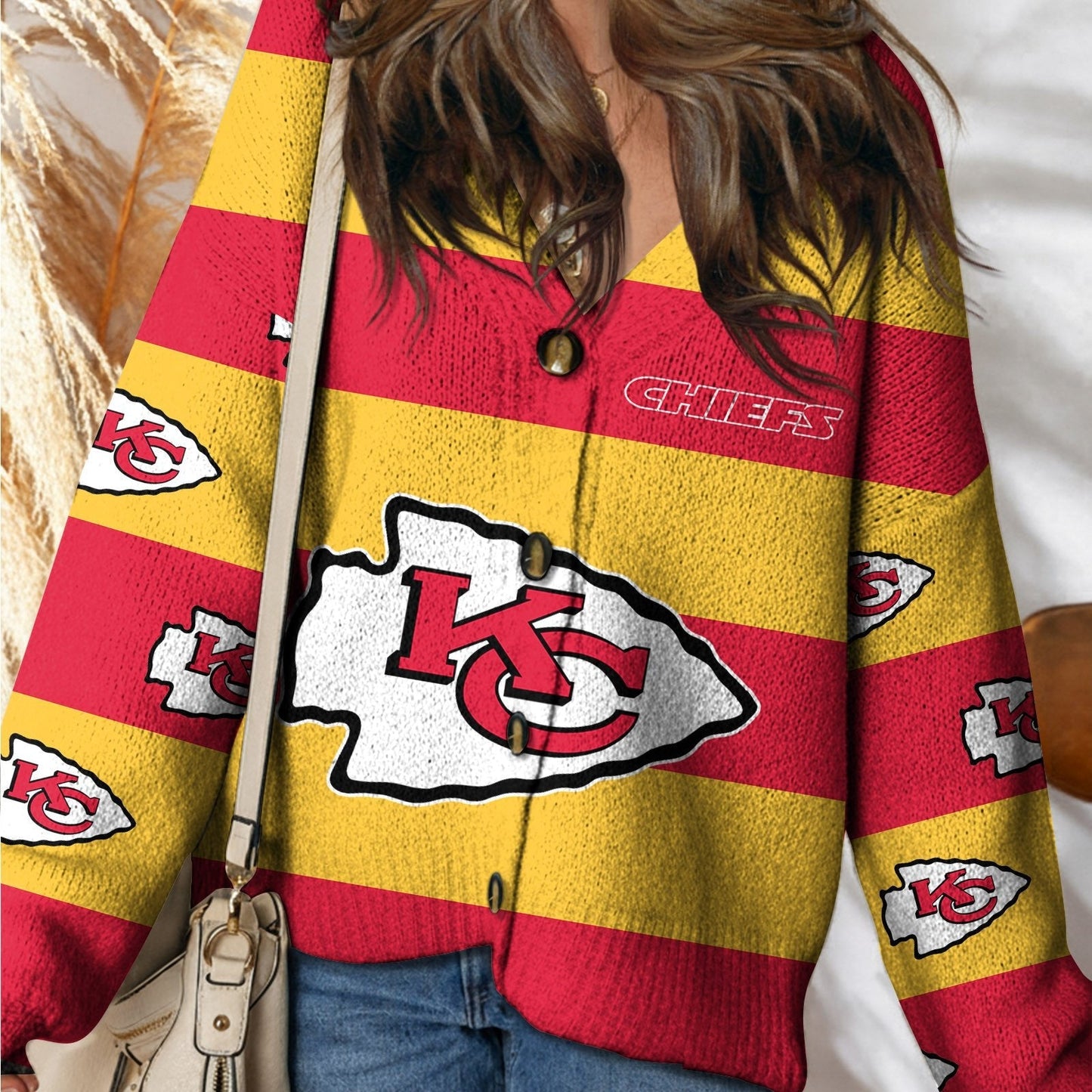 KC x NFL Cardigan Sweatshirt With Button  DatND DVT
