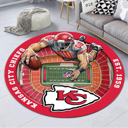 KC x NFL Luxury 3D Round Rug DatND DVT