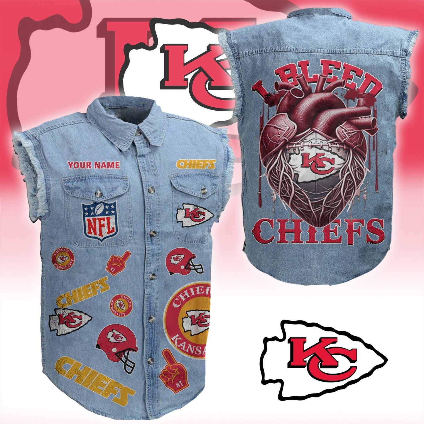 KCC NFL Personalize Sleeveless Denim Jacket For Fan DDT CTND
