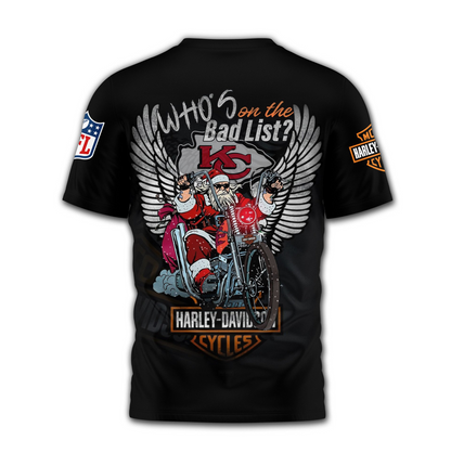 KCC Premium NFL Harley-Davidson Santa Claus 3D Shirt DDT NTL
