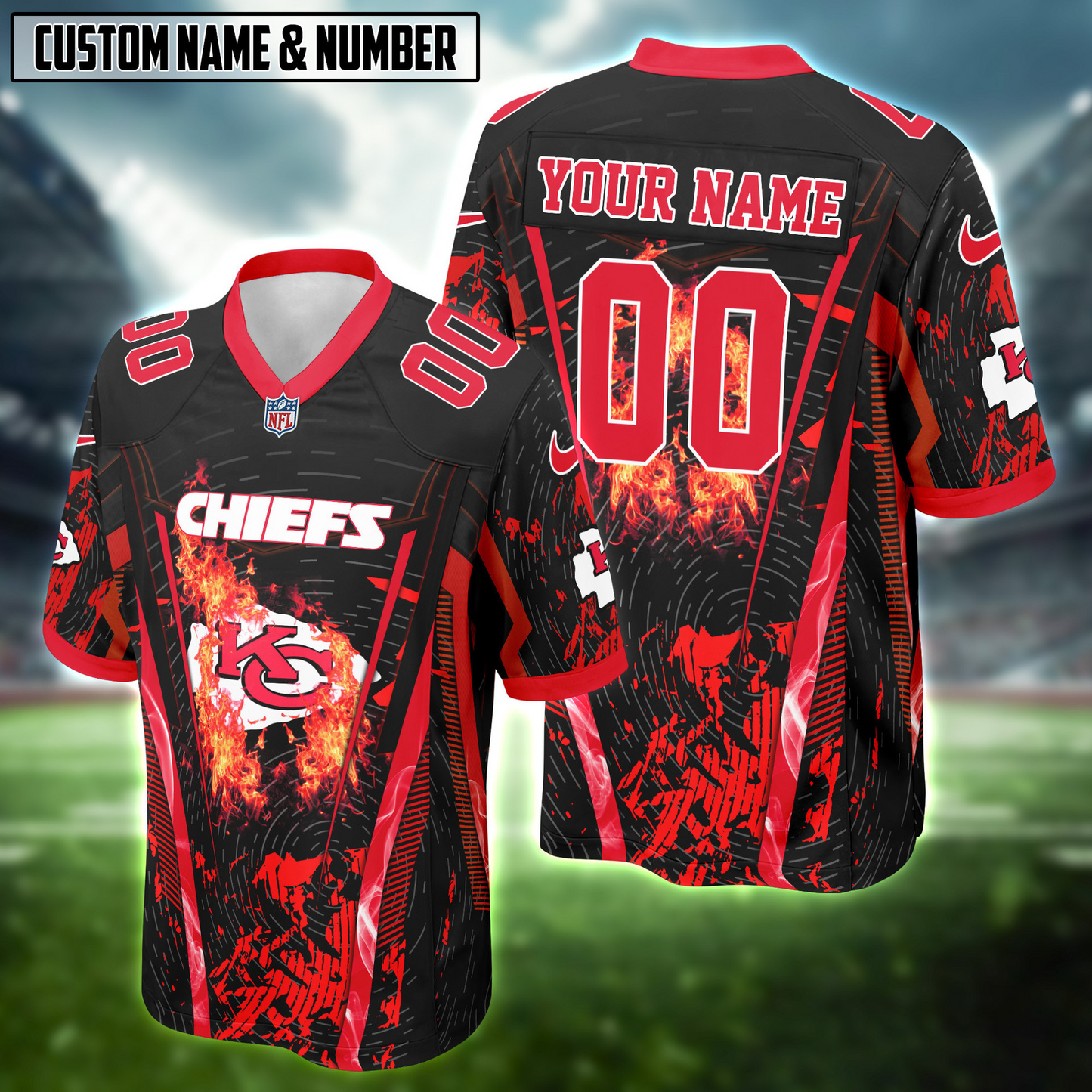 NFL Fire Abstract Grunge Texture Football Jersey DDT CTND