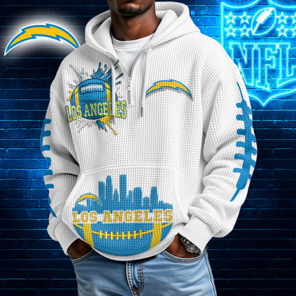 LAC Premium NFL Waffle Zipper Long Sleeve Hooded Sweatshirt DDT CTND