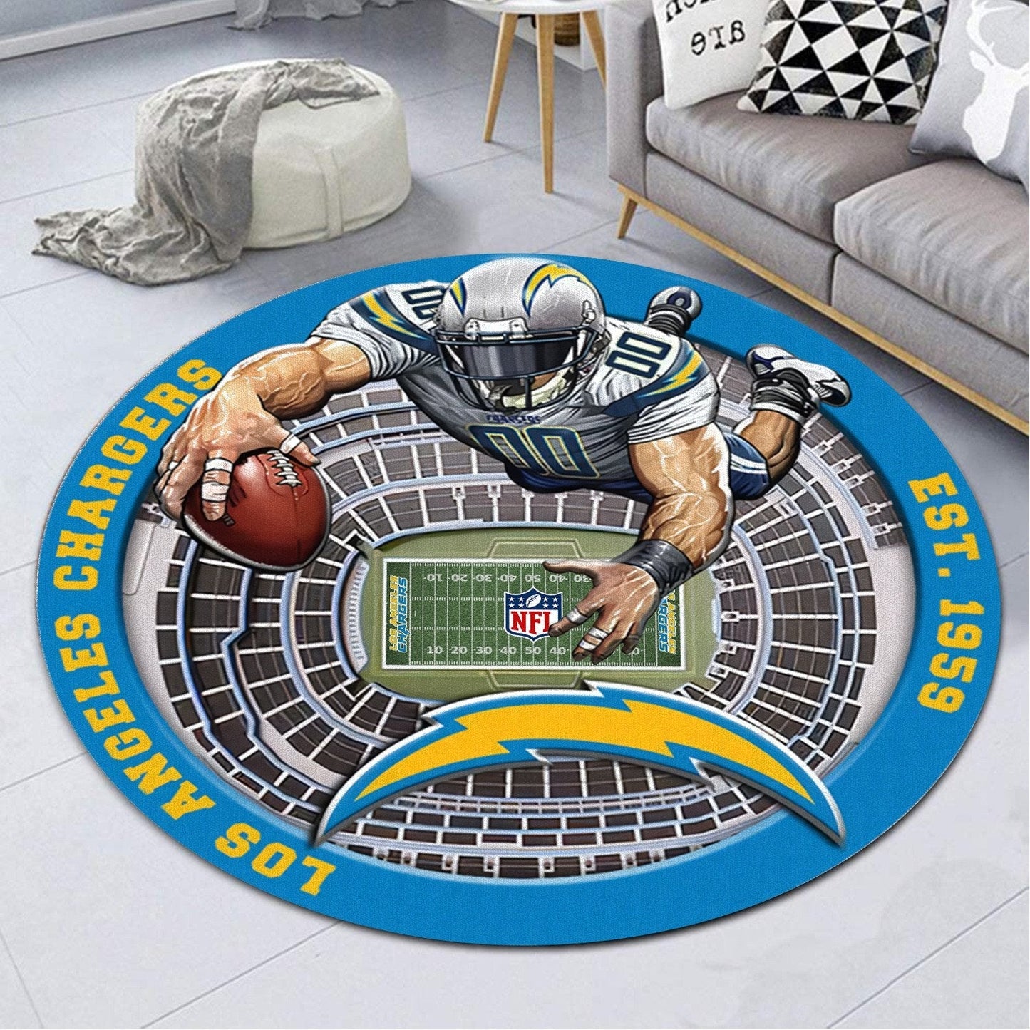 LAC x NFL Luxury 3D Round Rug DatND DVT