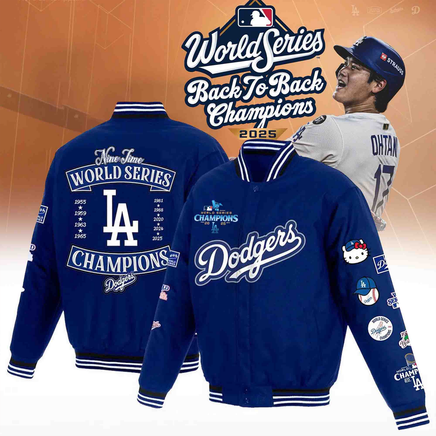 LAD x MLB 2025 Back to Back World Series Champions Baseball Jacket V4 DATND TANTD