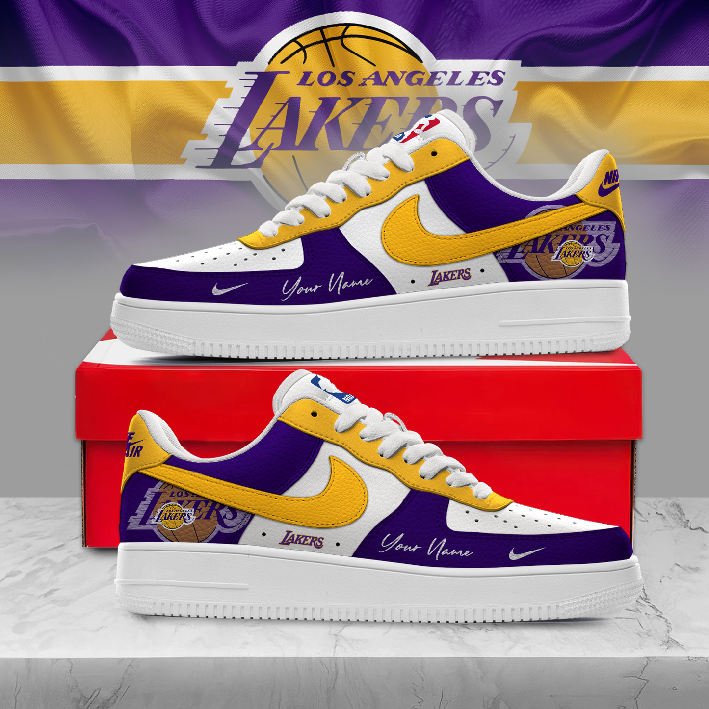 LAL Premium NBA AF1 Sneakers Victory Pride DDT NTL