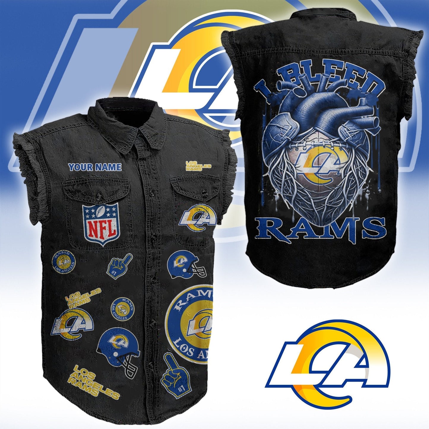 LAR NFL Personalize Sleeveless Denim Jacket For Fan DDT CTND