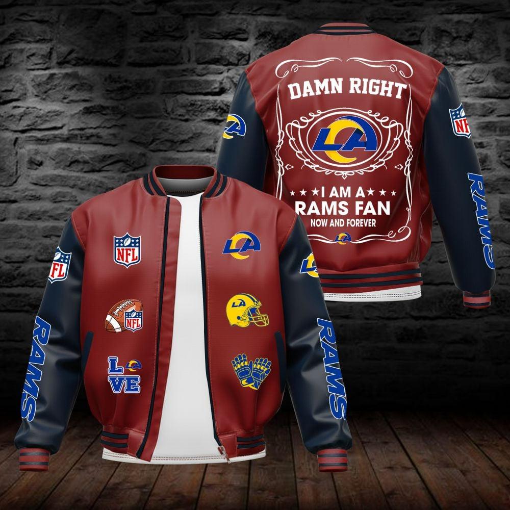 LAR NFL Premium Leather Bomber Jacket DDT HLPHUONG