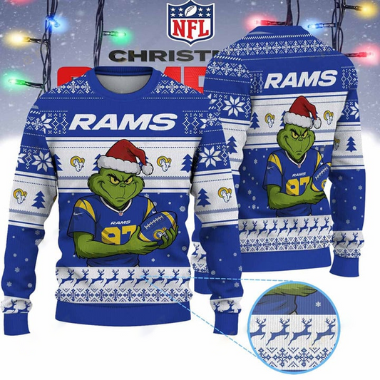 LAR X NFL Grinch Jersey Premium Ugly Sweater Xmas DATND THUONGNH