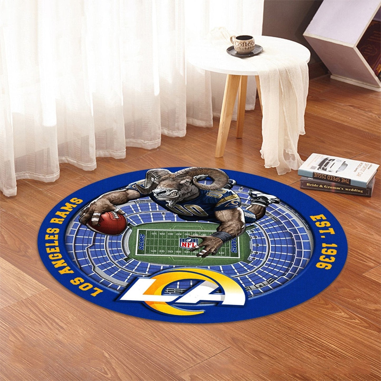 LAR x NFL Luxury 3D Round Rug DatND DVT