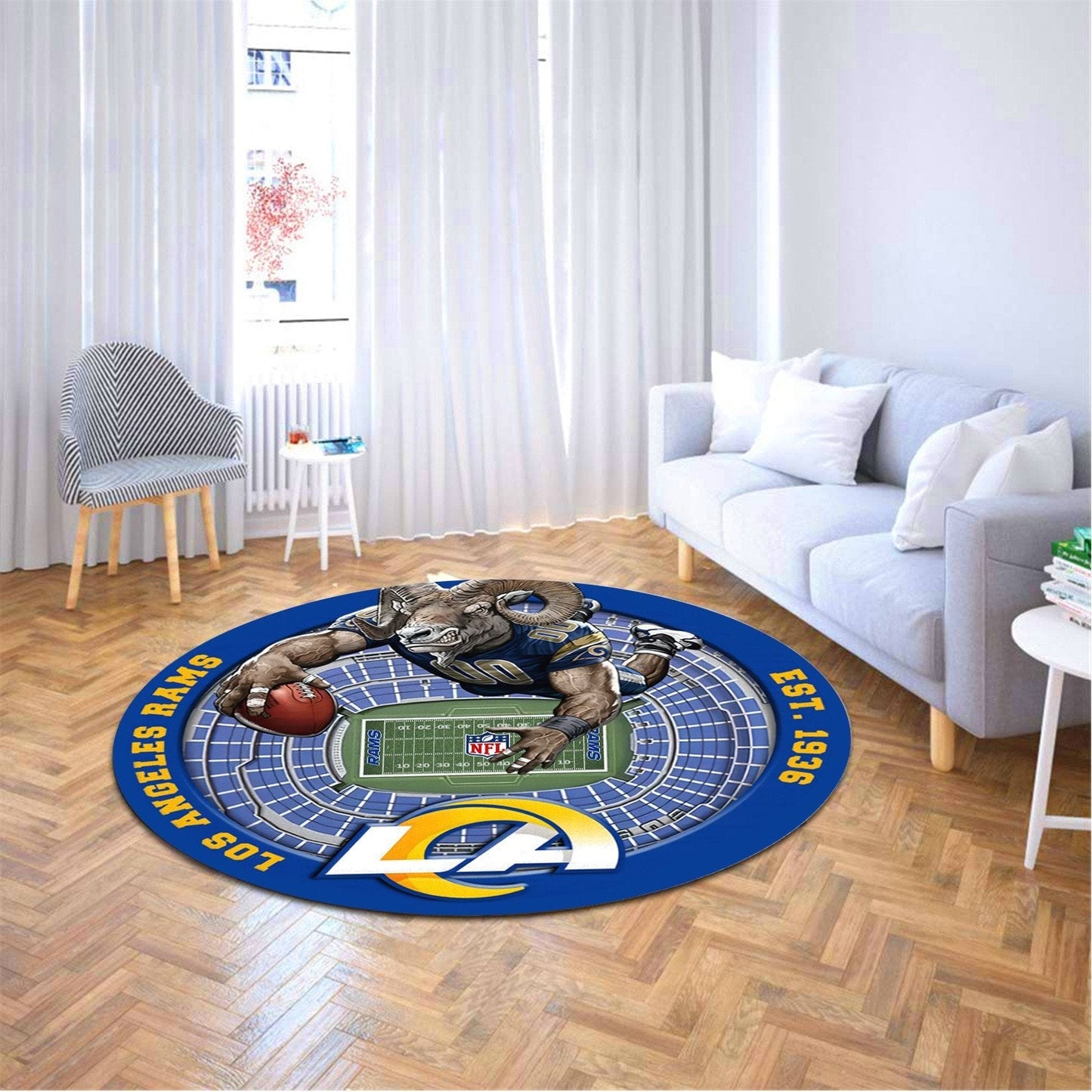 LAR x NFL Luxury 3D Round Rug DatND DVT