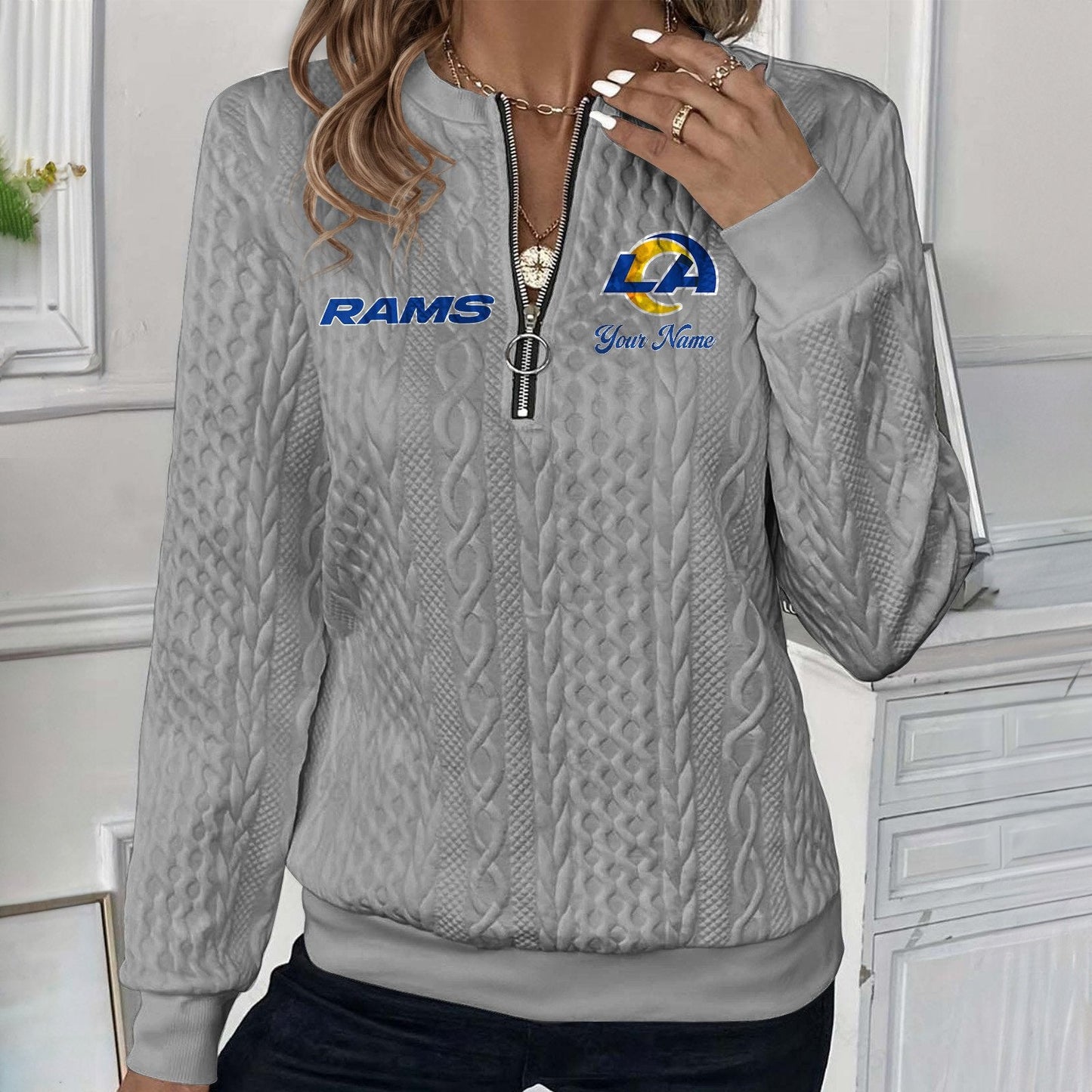 LAR x NFL Women's Quilted Zip-UP Sweatshirt DatND DVT