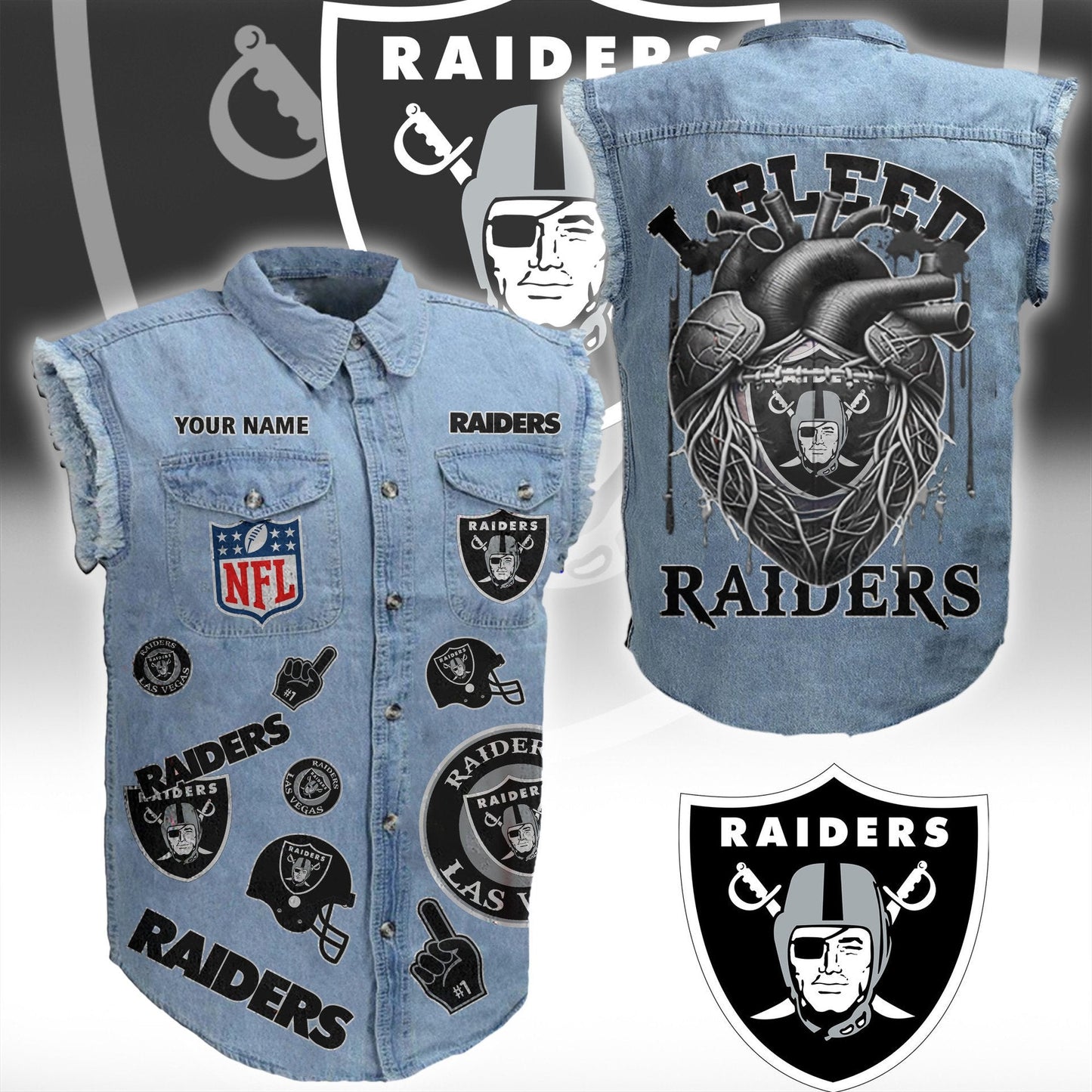 LVR NFL Personalize Sleeveless Denim Jacket For Fan DDT CTND