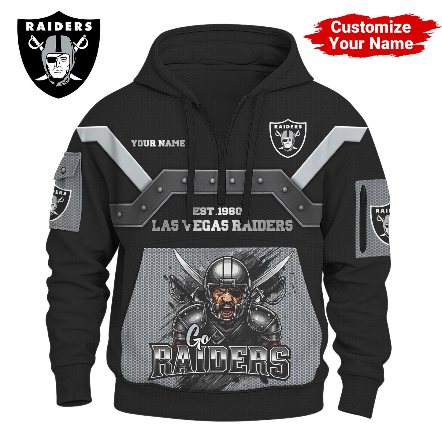 LVR Premium NFL 3D Half Zip Hoodie DDT NTL
