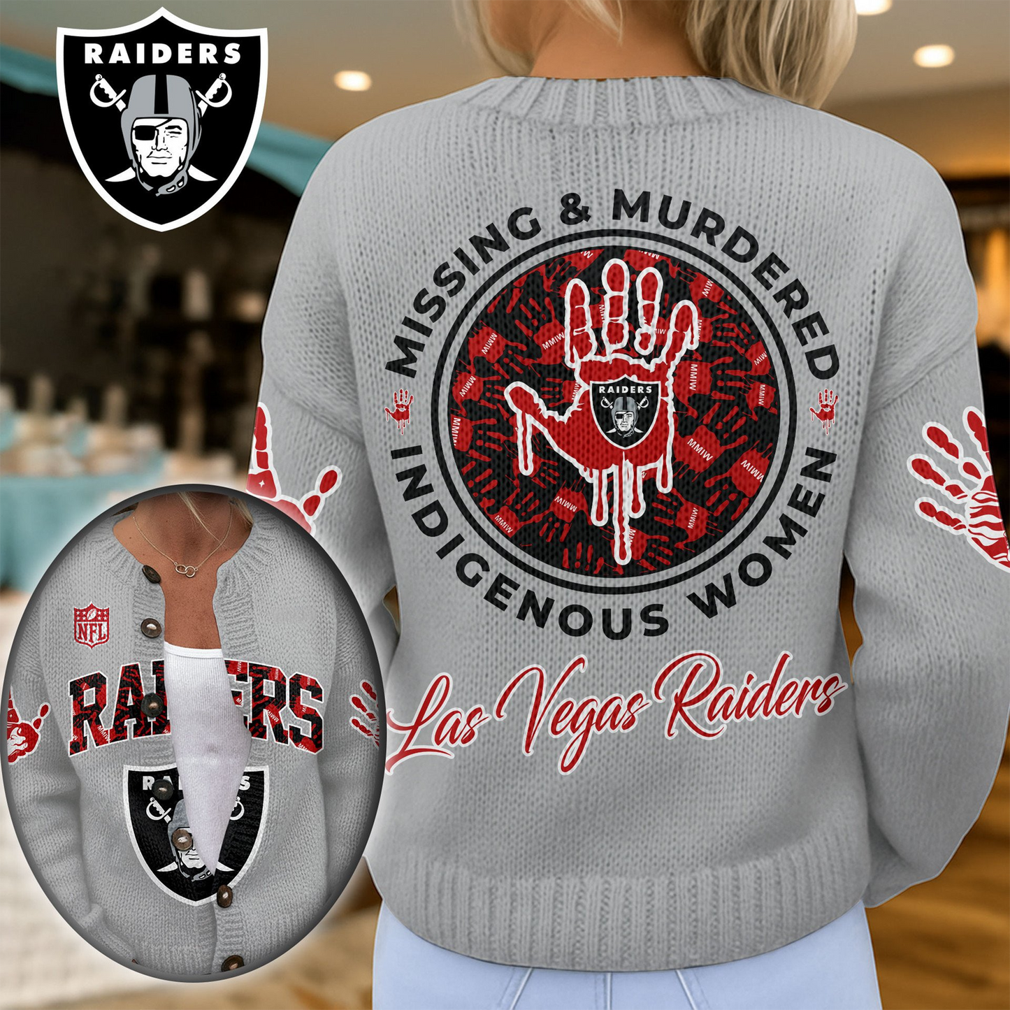 LVR Premium NFL Cozy Knit Cardigan DDT NTL