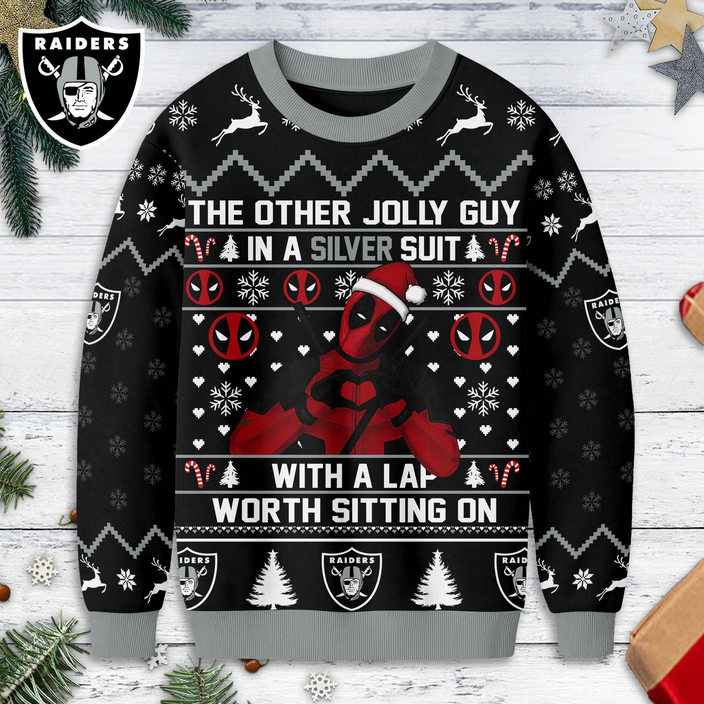 LVR Premium NFL Deadpool Christmas Ugly Sweater DDT NTL